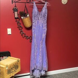 Elegant Purple Lace Prom Dress